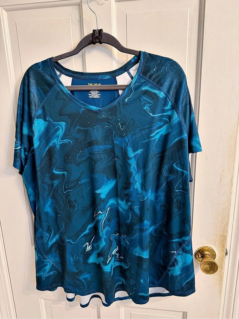 Tek Gear Abstract Athletic Top Blue Size 3X